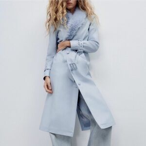 Stylish Light Blue Trench Coat